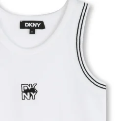 Discount DKNY Débardeur à côtes et broderie BLANC