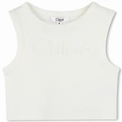Clearance CHLOE Débardeur court logo brodé OFFWHITE