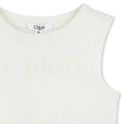 Clearance CHLOE Débardeur court logo brodé OFFWHITE