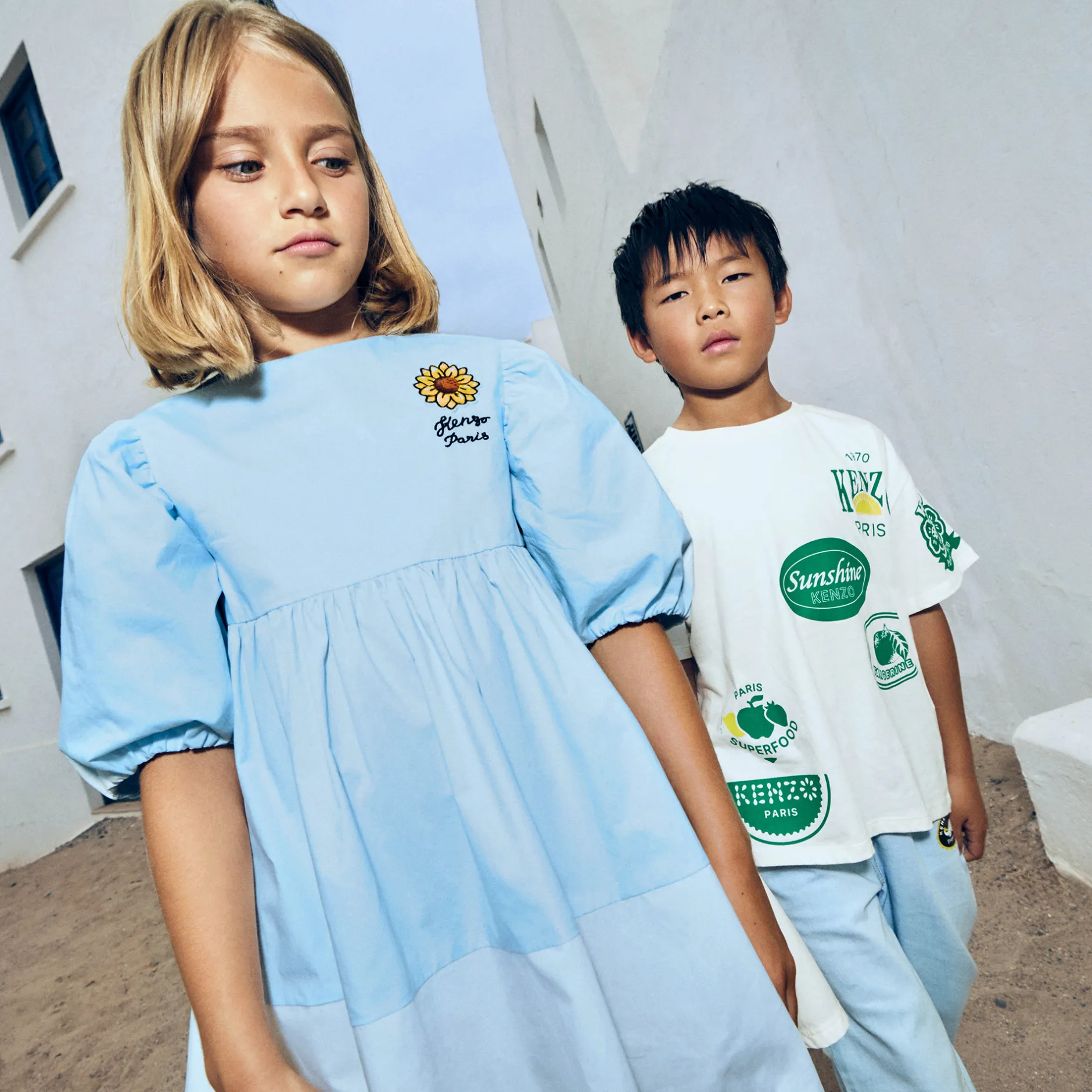 Outlet KENZO KIDS Jean avec imprimés siglés BLEACH POUSSE