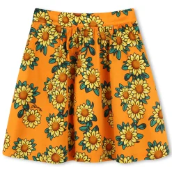 Sale KENZO KIDS Jupe imprimée en satin coton ORANGE