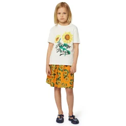 Sale KENZO KIDS Jupe imprimée en satin coton ORANGE