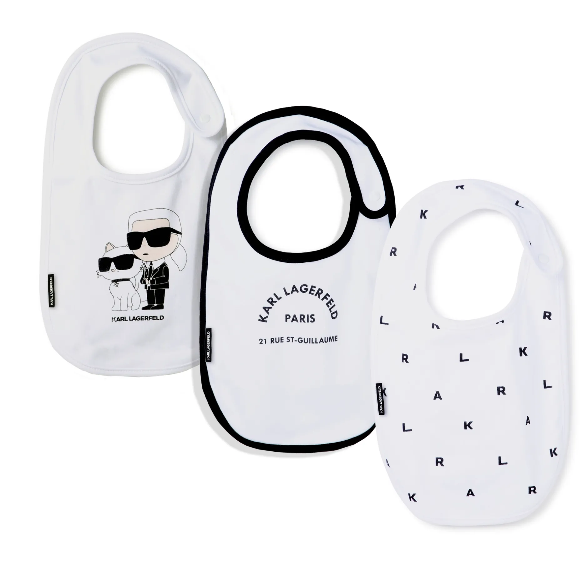 Sale KARL LAGERFELD KIDS Lot de 3 bavoirs à motifs BLANC