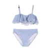 Best CHLOE Maillot 2 pièces rayé à volant BLANC BLEU