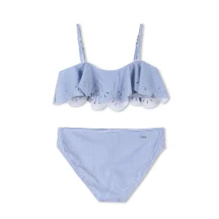 Best CHLOE Maillot 2 pièces rayé à volant BLANC BLEU