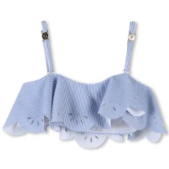 Best CHLOE Maillot 2 pièces rayé à volant BLANC BLEU