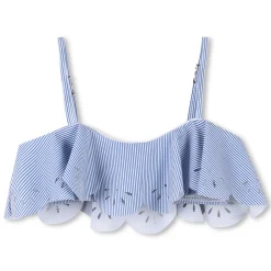 Best CHLOE Maillot 2 pièces rayé à volant BLANC BLEU