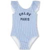 Outlet CHLOE Maillot de bain 1 pièce rayé BLANC BLEU
