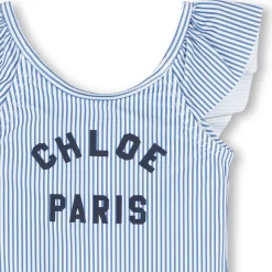 Outlet CHLOE Maillot de bain 1 pièce rayé BLANC BLEU