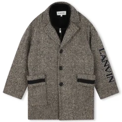 Sale LANVIN Manteau mi-long motif chevrons NOIR BEIGE