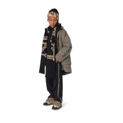 Sale LANVIN Manteau mi-long motif chevrons NOIR BEIGE
