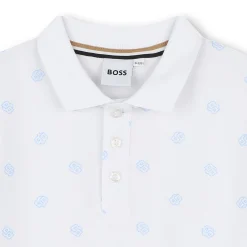 Best BOSS Polo à coupe droite imprimé BLANC
