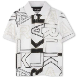 Discount KARL LAGERFELD KIDS Polo à manches courtes BLANC NOIR