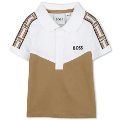 Outlet BOSS Polo à tresses sur les manches BLANC