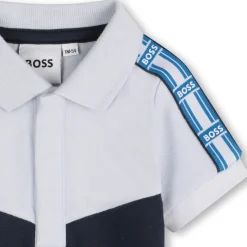 New BOSS Polo à tresses sur les manches CIEL