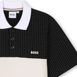 Fashion BOSS Polo avec découpes contrastées BLACK