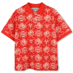 Best KENZO KIDS Polo imprimé en coton piqué ROUGE VIF