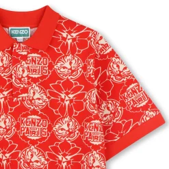 Best KENZO KIDS Polo imprimé en coton piqué ROUGE VIF