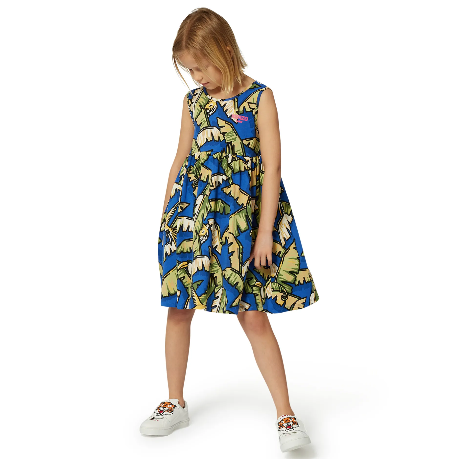 Discount KENZO KIDS Robe à bretelles en coton WAVE BLUE
