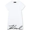 Sale KARL LAGERFELD KIDS Robe à manches courtes brodée BLANC