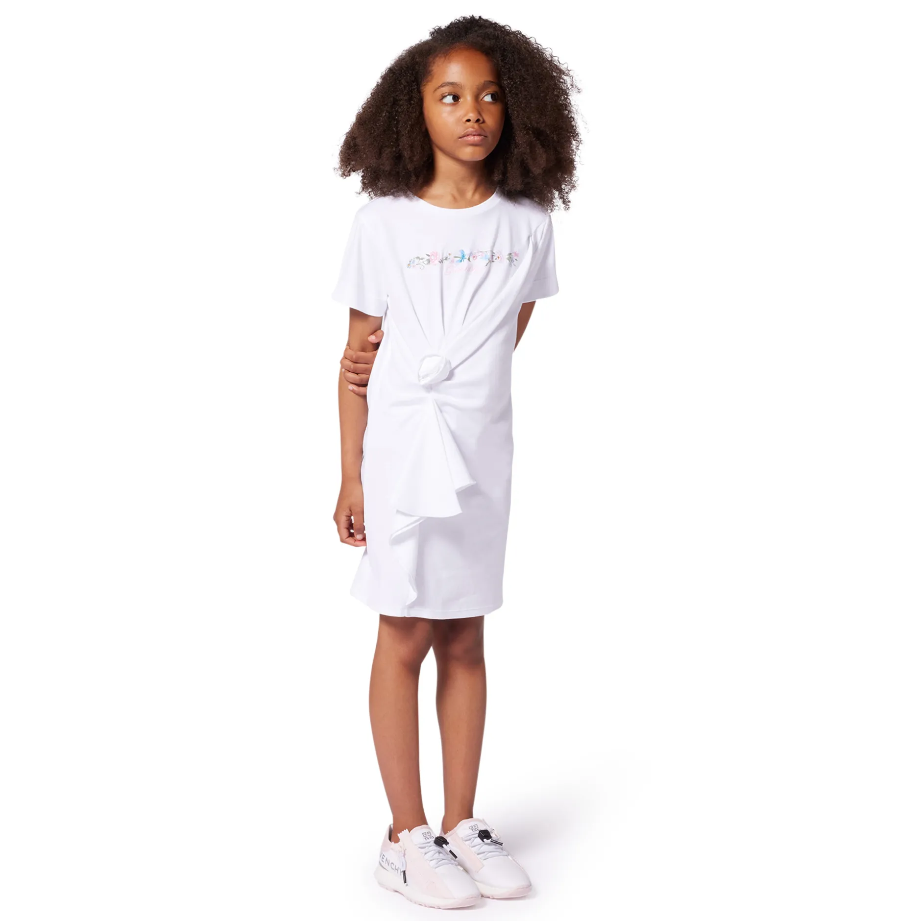 Discount GIVENCHY Robe avec volant effet fleur BLANC