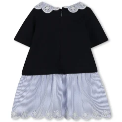 Discount CHLOE Robe bimatière avec col BLANC BLEU