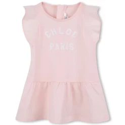 Best CHLOE Robe brodée à volants PETAL PINK