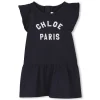 Best CHLOE Robe brodée à volants BLEU AMIRAL