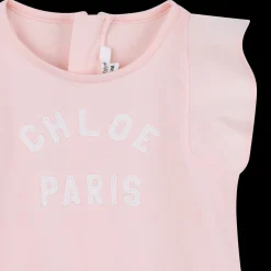 Best CHLOE Robe brodée à volants PETAL PINK