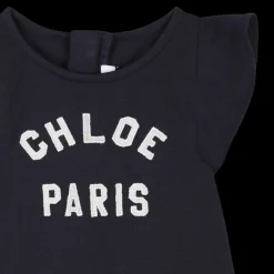 Best CHLOE Robe brodée à volants BLEU AMIRAL