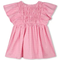 Discount KENZO KIDS Robe brodée en satin de coton ROSE FRIANDISE