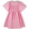 Discount KENZO KIDS Robe brodée en satin de coton ROSE FRIANDISE