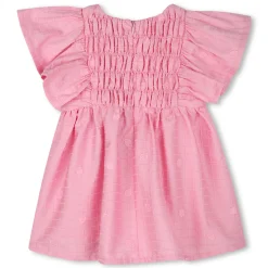 Discount KENZO KIDS Robe brodée en satin de coton ROSE FRIANDISE