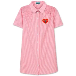 Outlet KENZO KIDS Robe chemise en coton rayé ROUGE VIF