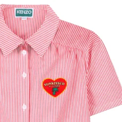 Outlet KENZO KIDS Robe chemise en coton rayé ROUGE VIF