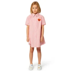Outlet KENZO KIDS Robe chemise en coton rayé ROUGE VIF