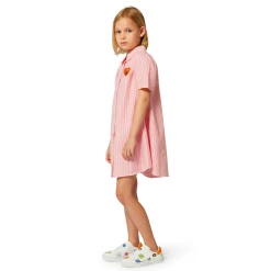 Outlet KENZO KIDS Robe chemise en coton rayé ROUGE VIF