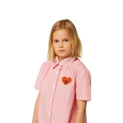 Outlet KENZO KIDS Robe chemise en coton rayé ROUGE VIF