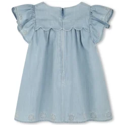 New CHLOE Robe en jean avec broderies DENIM LIGHT BLUE