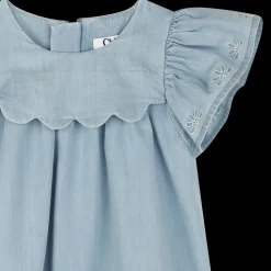 New CHLOE Robe en jean avec broderies DENIM LIGHT BLUE