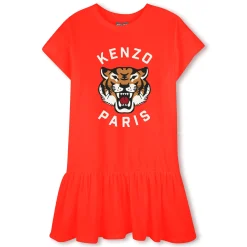 New KENZO KIDS Robe imprimée à volant ROUGE VIF