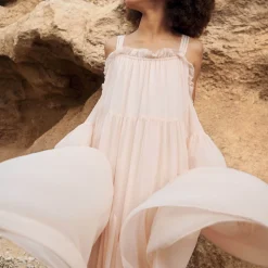 Outlet CHLOE Robe longue à bretelles PETAL PINK