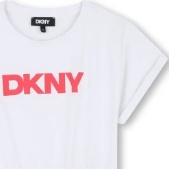 Clearance DKNY ROBE MANCHES COURTES BLANC ROSE