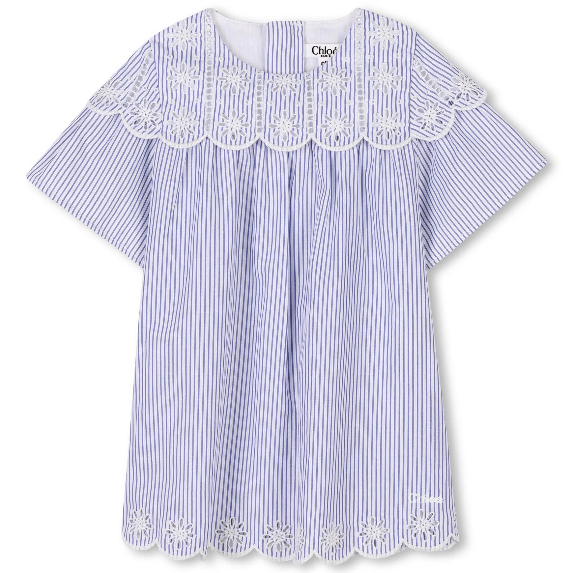 Online CHLOE Robe rayée avec broderie BLANC BLEU