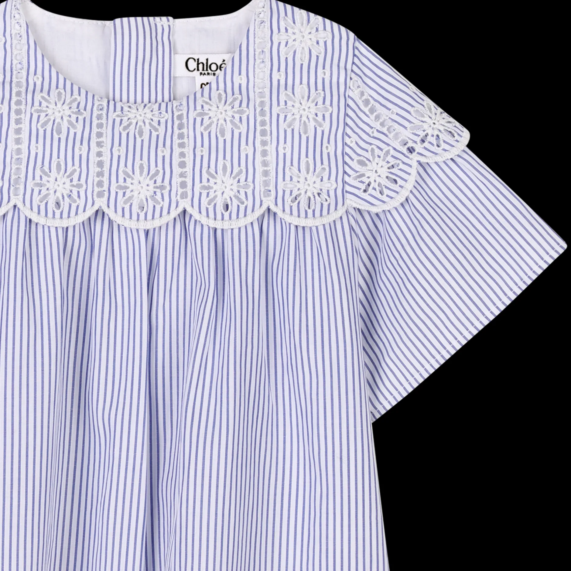 Online CHLOE Robe rayée avec broderie BLANC BLEU