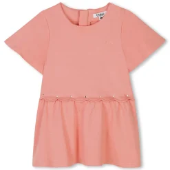 Fashion CHLOE Robe évasée avec festons CORAIL