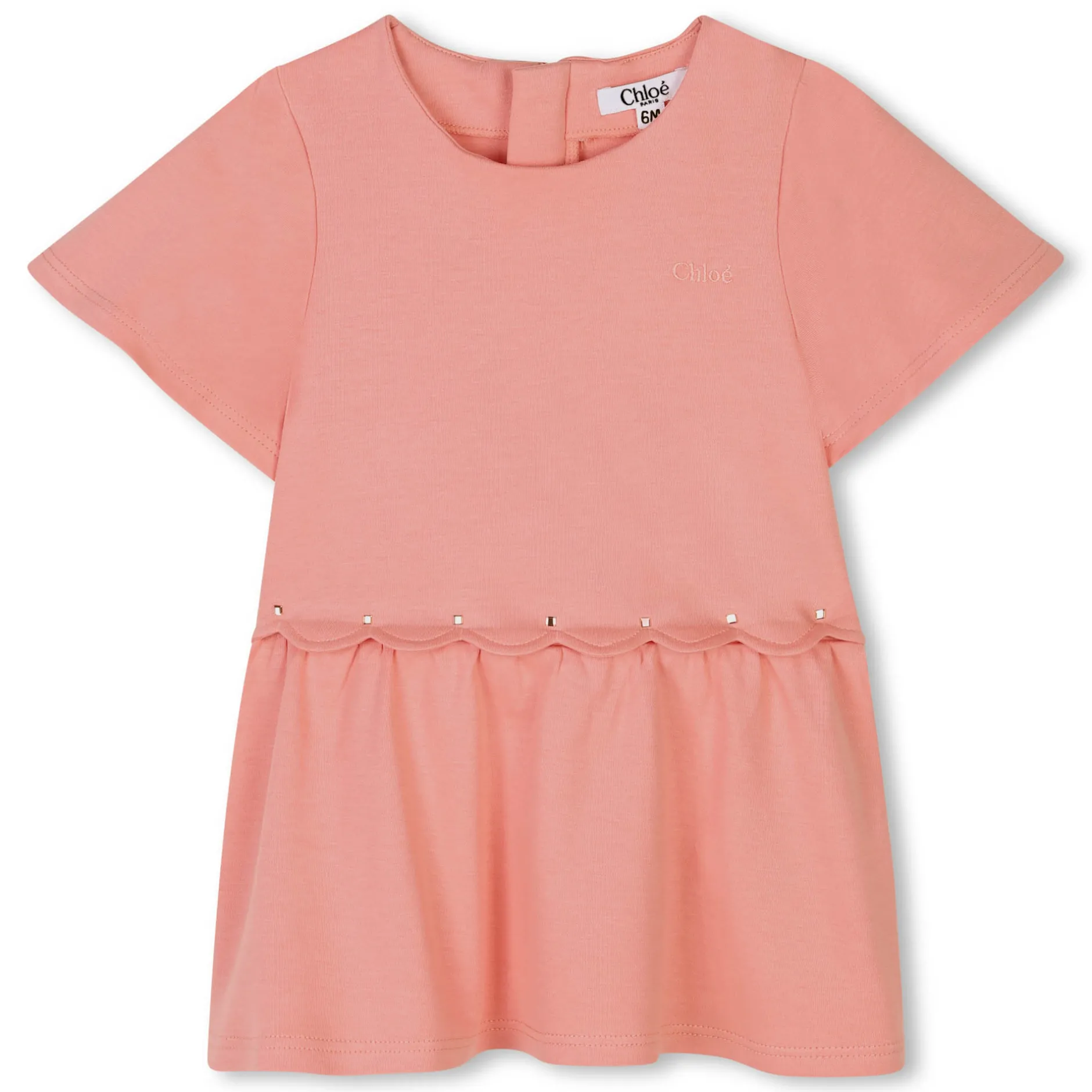 Fashion CHLOE Robe évasée avec festons CORAIL