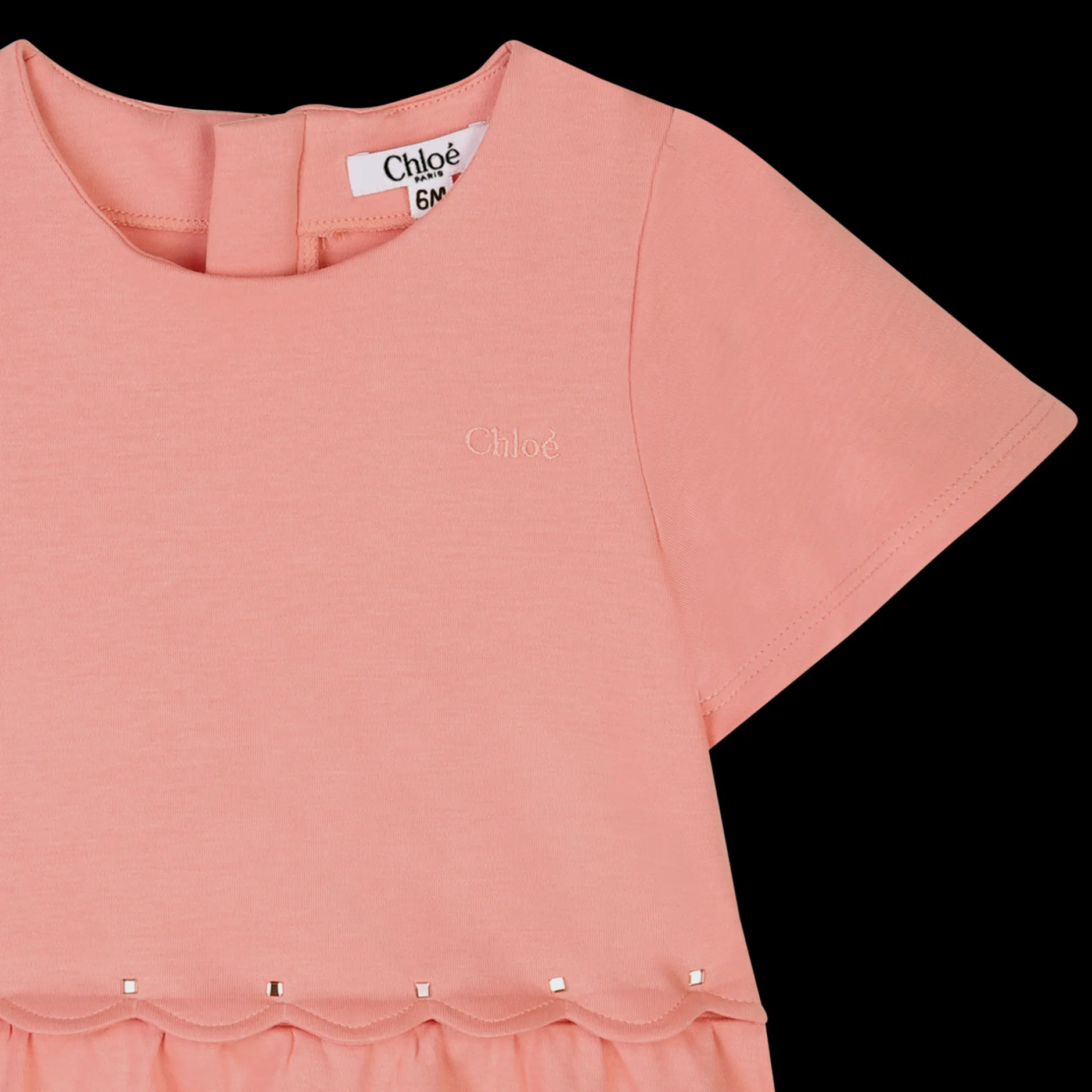 Fashion CHLOE Robe évasée avec festons CORAIL