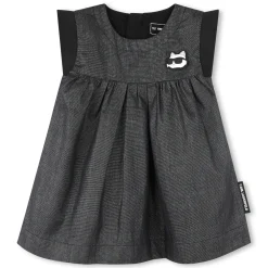 Sale KARL LAGERFELD KIDS Robe évasée badge poitrine DENIM BLUE BLACK