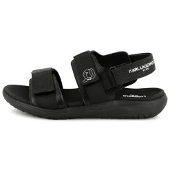 Clearance KARL LAGERFELD KIDS Sandales en cuir à fermeture par bandes auto aggri BLACK